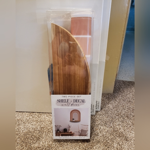 New in the package boho style solid wood shelf & rainbow decal wall decor set - Picture 1 of 4
